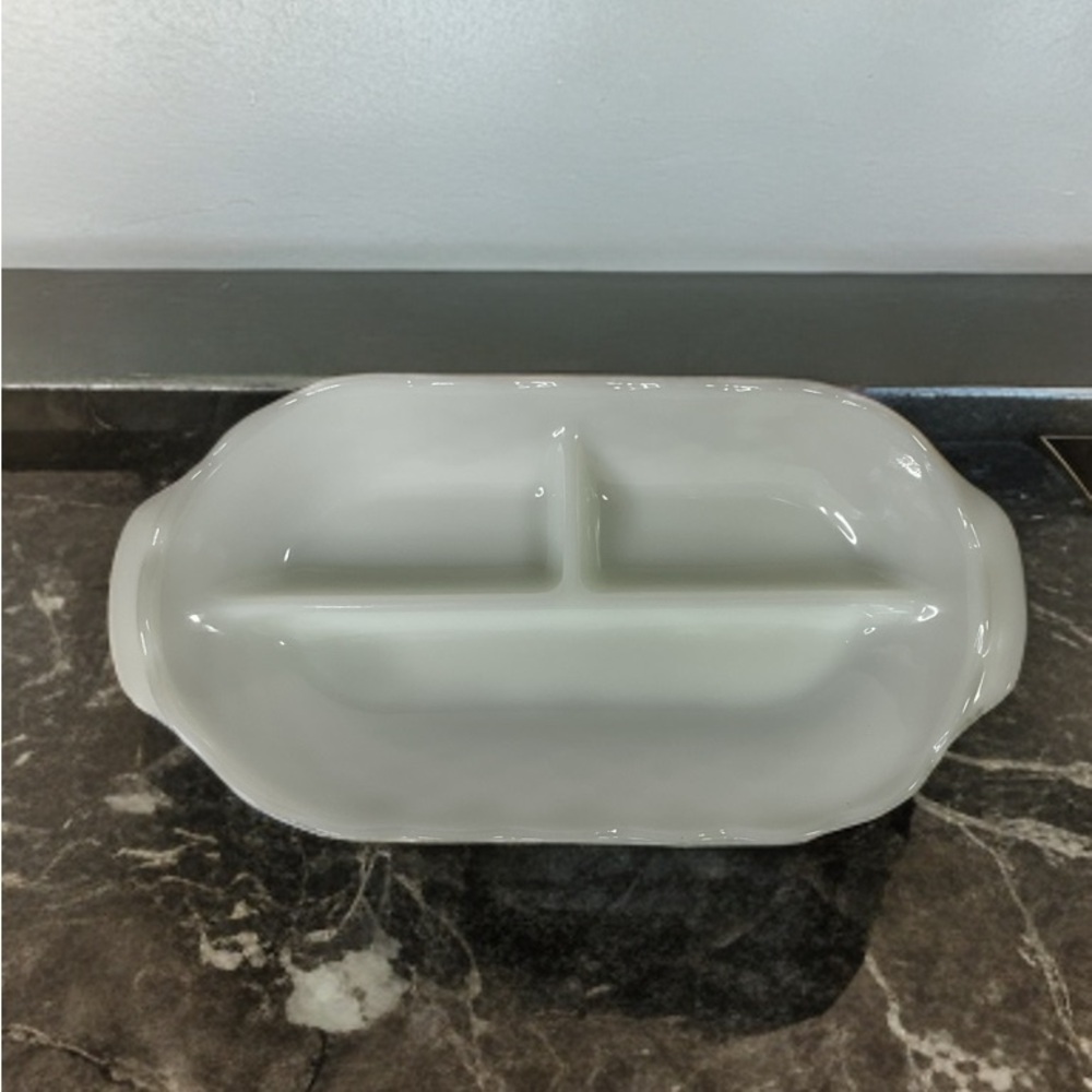 Anchor Hocking Vintage White Milk Glass Relish Tray 13”